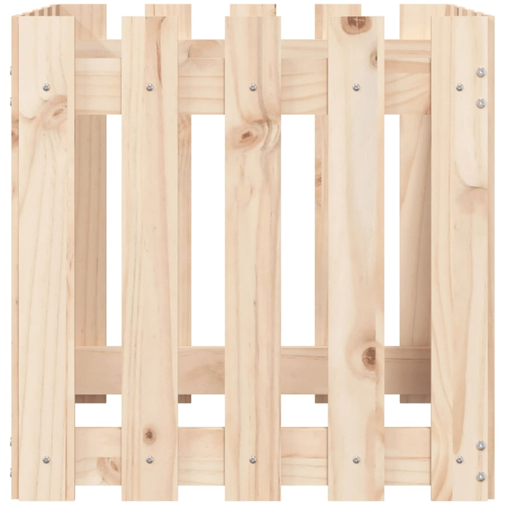 vidaXL Natural Solid Pine Wood Fence Design Garden Planter 50 x 50 x 50cm Image 4