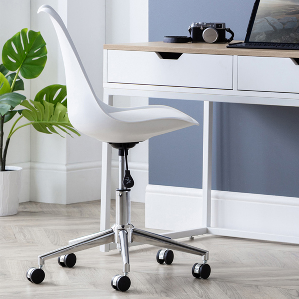 Julian Bowen Erika White and Chrome PU Swivel Office Chair