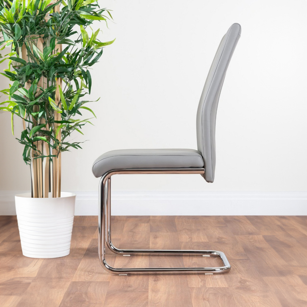 Furniturebox Lucia Fortana 6 Seater Dining Set White Gloss Elephant Grey and Chrome Image 4