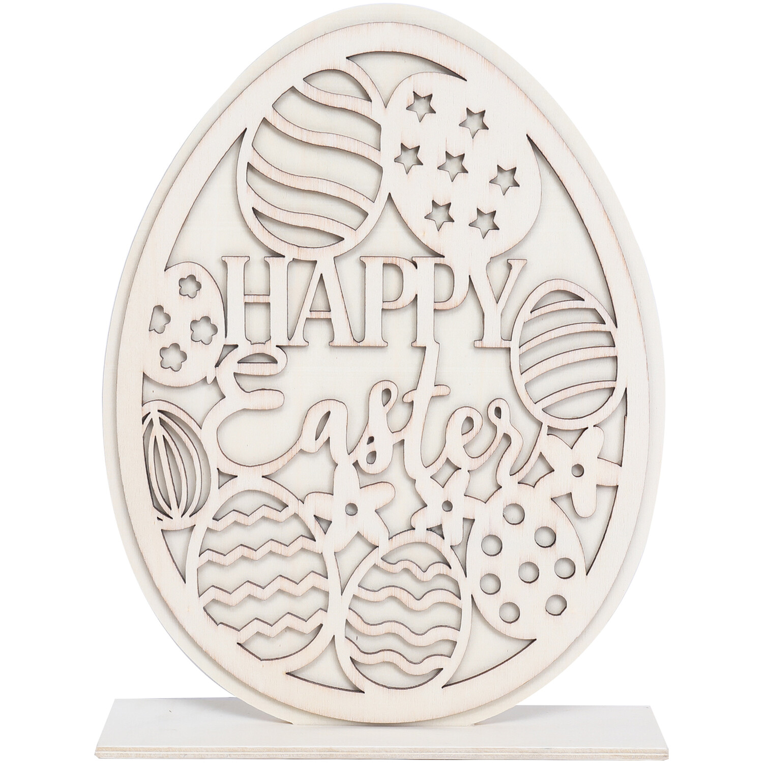 Wooden Standing Easter Egg - Brown Image 6
