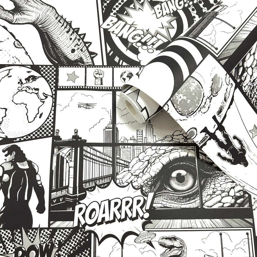 Holden Decor City Hero Black and White Wallpaper Image 2