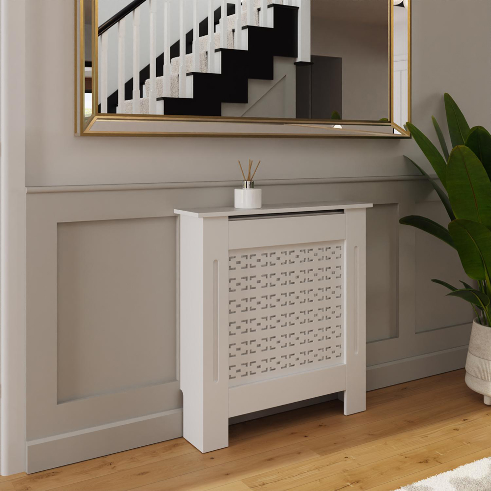FWStyle White Geometric Pattern MDF Radiator Cover Small Image 2