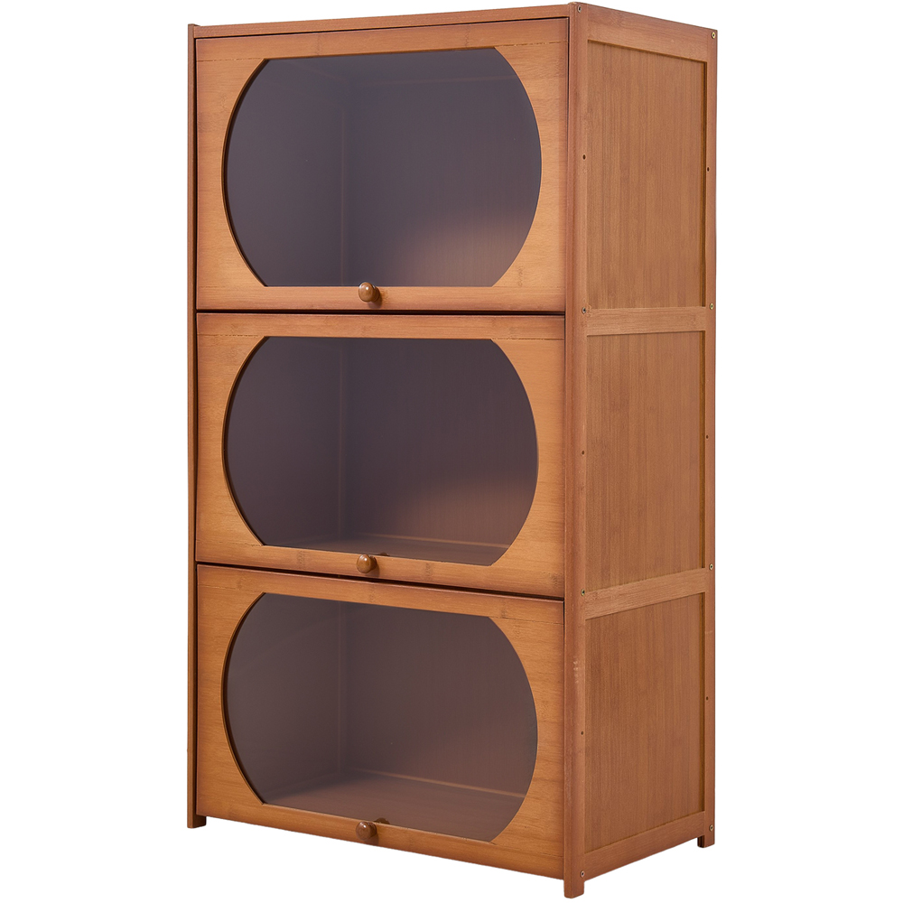 Living and Home 3 Acrylic Door Brown Bamboo Bookcase Image 2