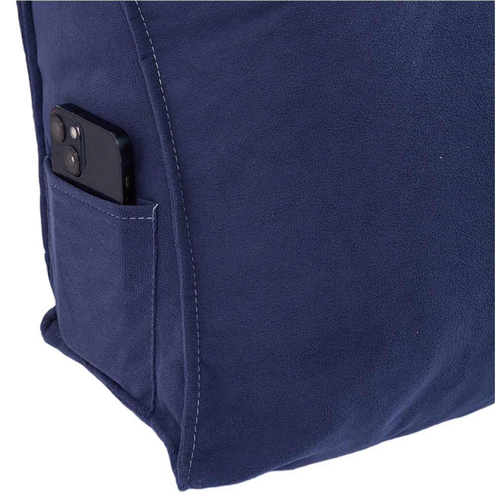 Living and Home Dark Blue Chenille Wedge Headboard Pillow with Side Pocket 180 x 50cm Image 7