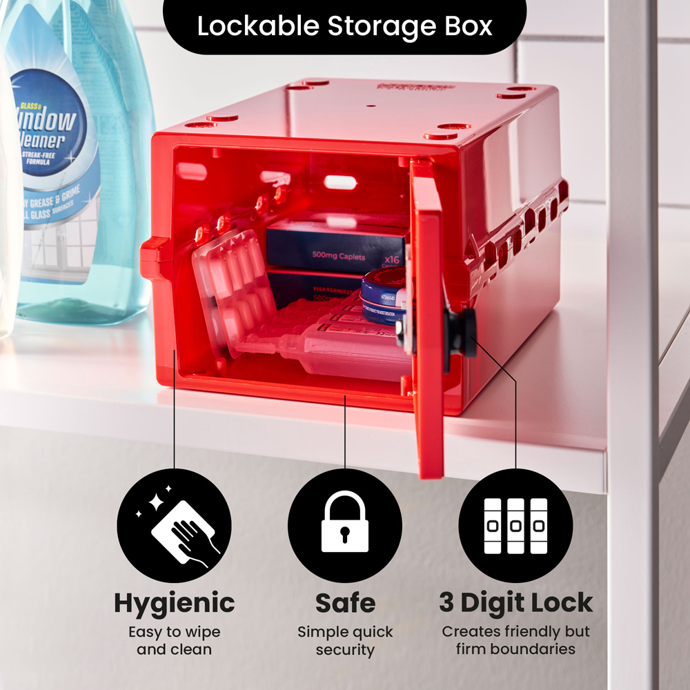 Lockabox 3L Medi Red Lockable Mini Storage Box Image 3