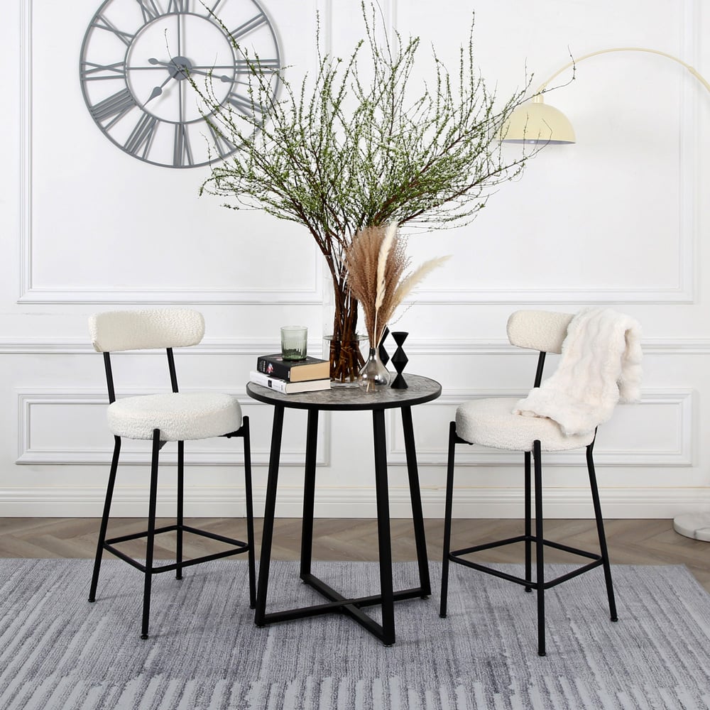 Long Lulu Cream Boucle Bar Stool Set of 2 Image 8