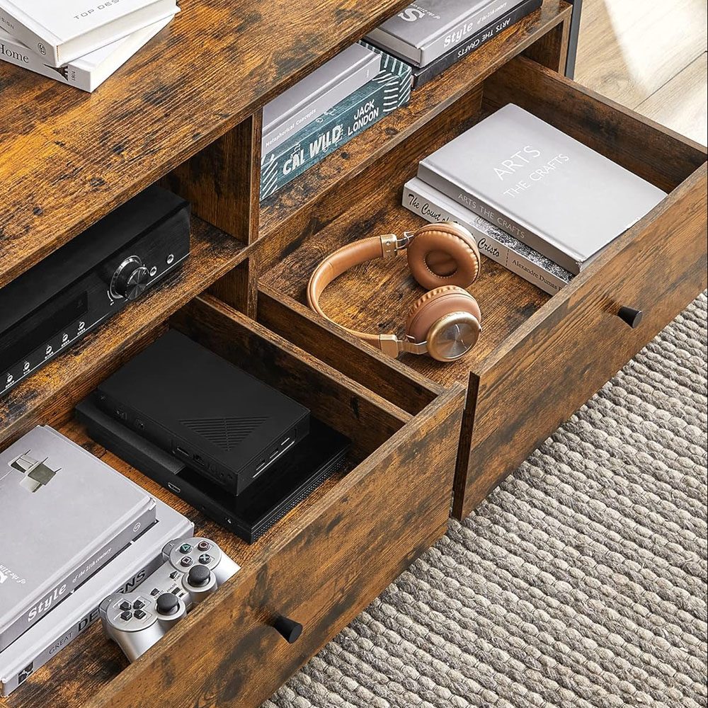 Modcraft 2 Drawer 2 Shelf Rustic Brown Industrial-Style TV Unit Image 3