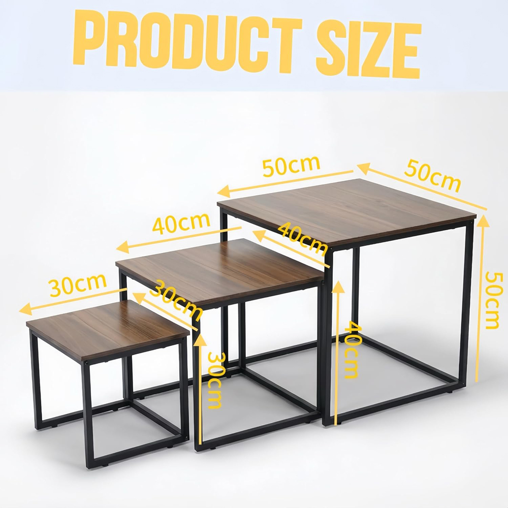 Alivio Brown Industrial Nest of Tables Set of 3 Image 7