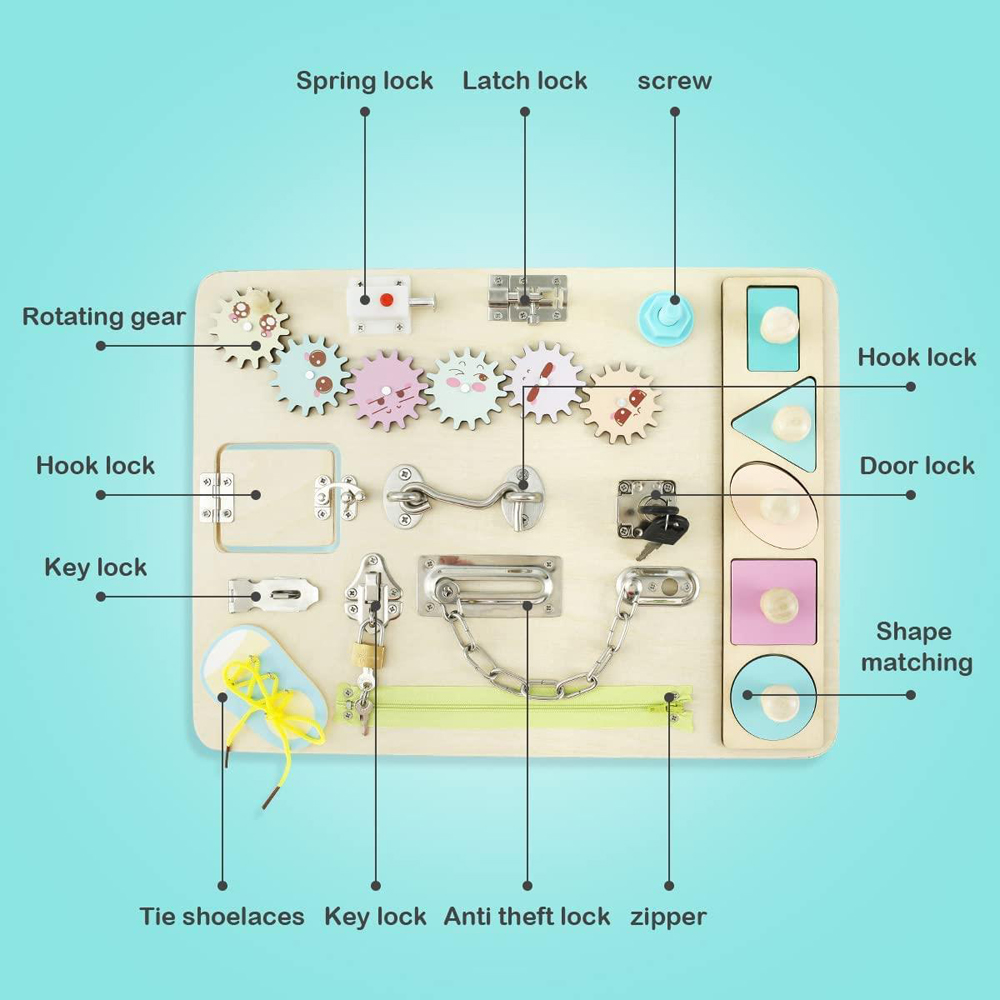 Dyzi Toddlers Montessori Busy Board Sensory Toy Image 3