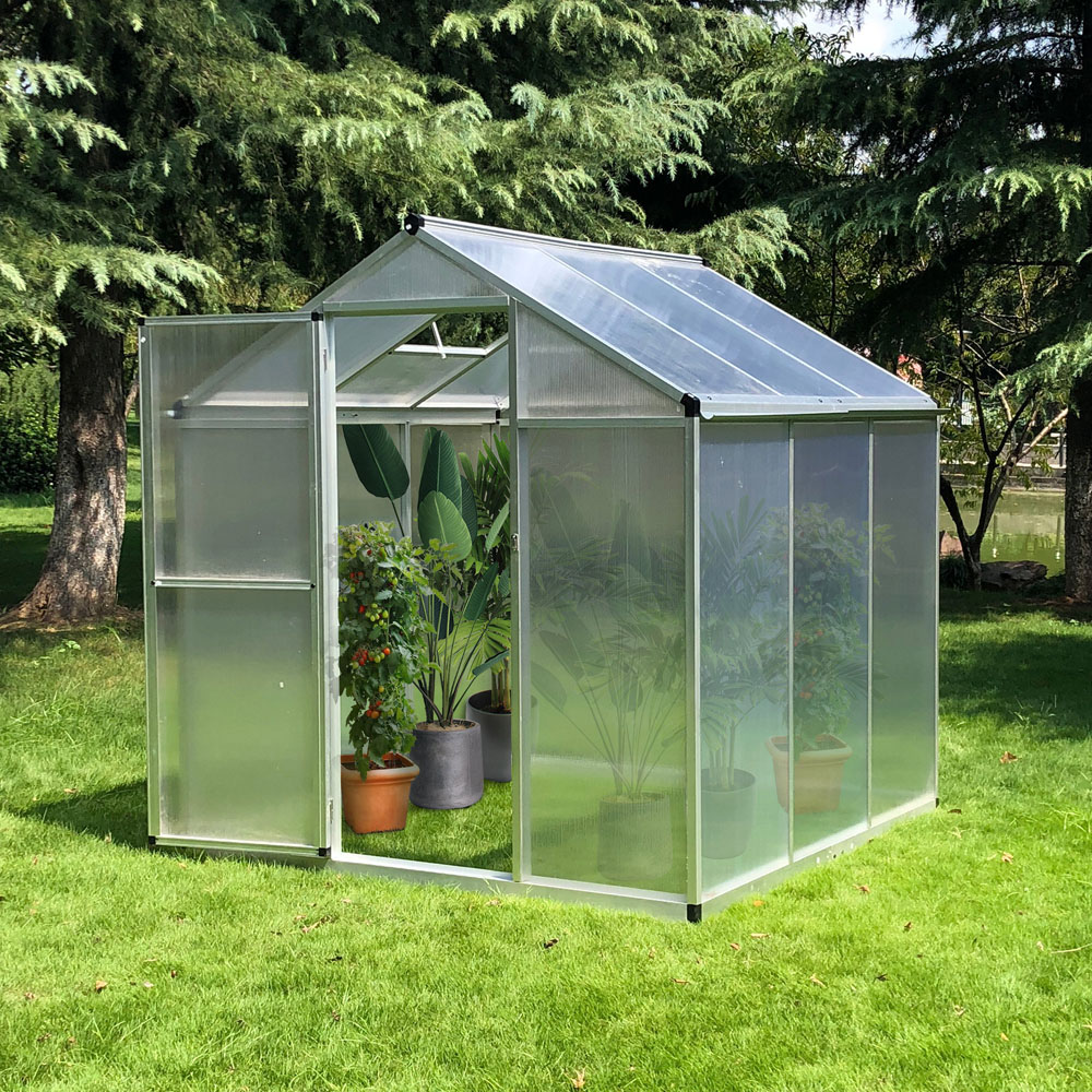 Outsunny Clear Polycarbonate 6 x 6ft Walk In Greenhouse Image 2