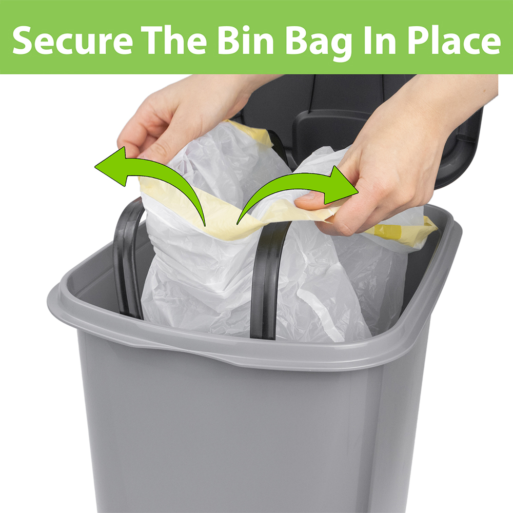 JVL Grey Plastic Slim Foot Pedal Bin with Lid and Handle 60L Image 4