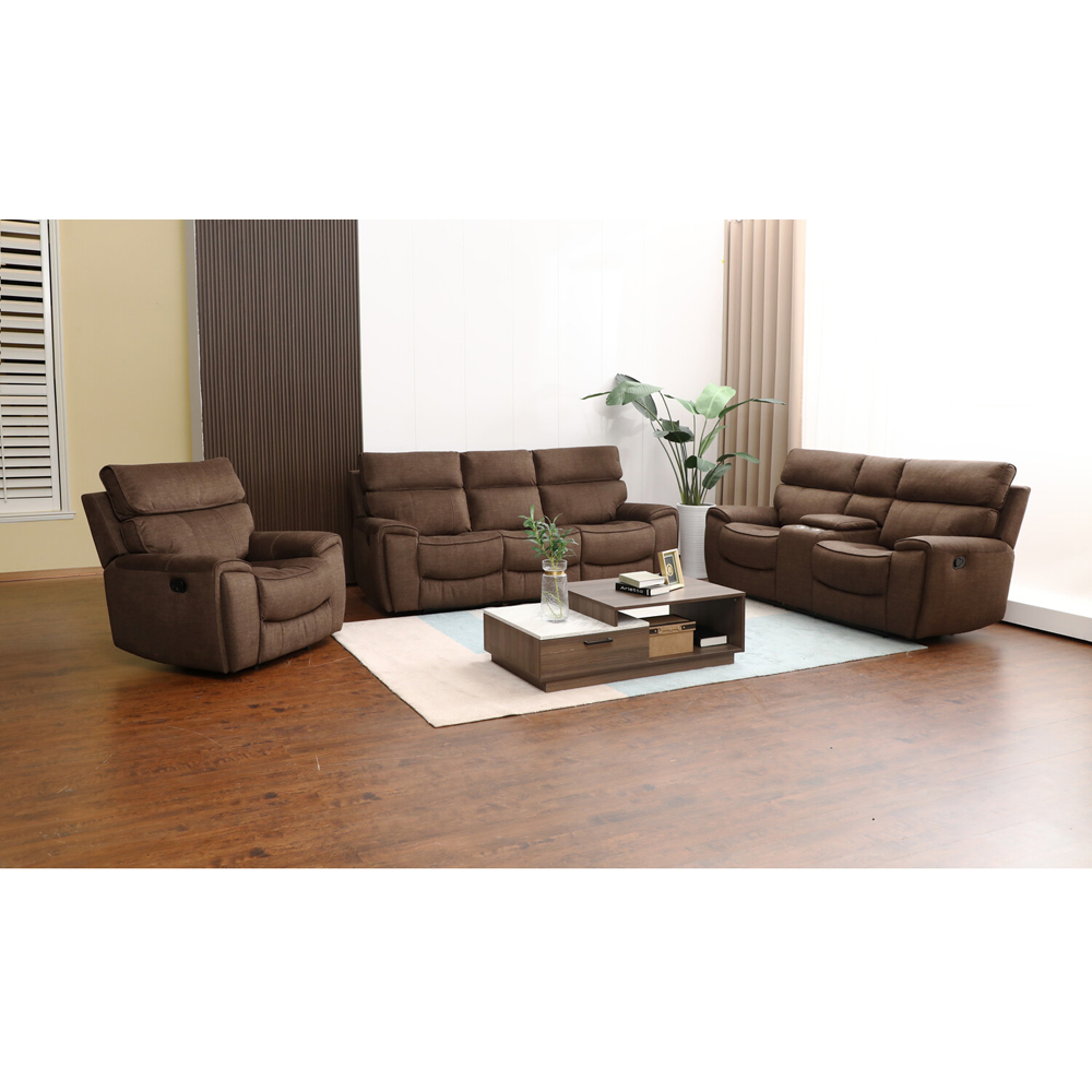Cancun 3 Seater Brown Manual Recliner Sofa Image 11