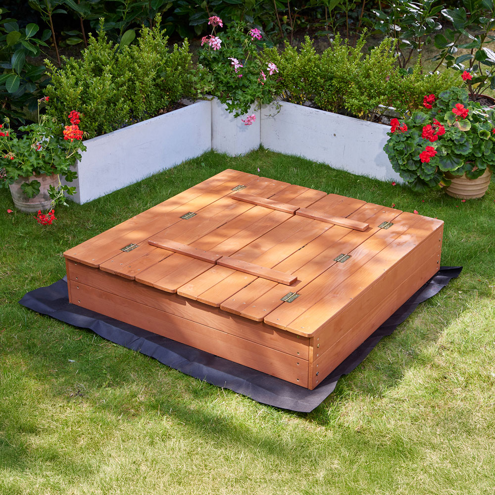 Liberty House Toys Kids Sandpit with Seating and Cover Image 6