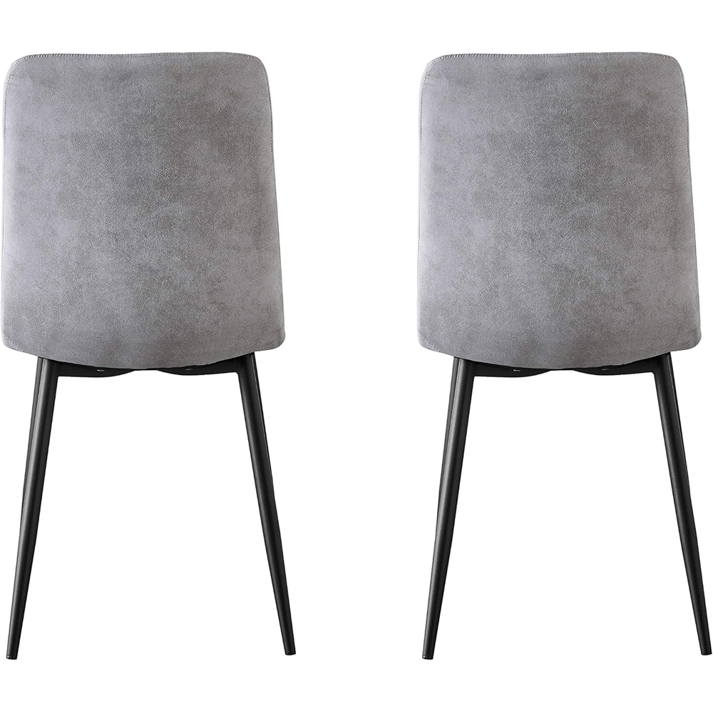 Henri Set of 2 Light Grey Faux Suede Leather Dining Chairs Image 3