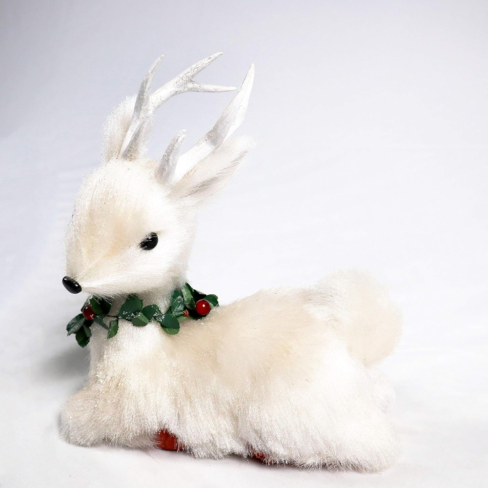 Shatchi White Lying Deer Tabletop Christmas Decoration 25cm Image 4