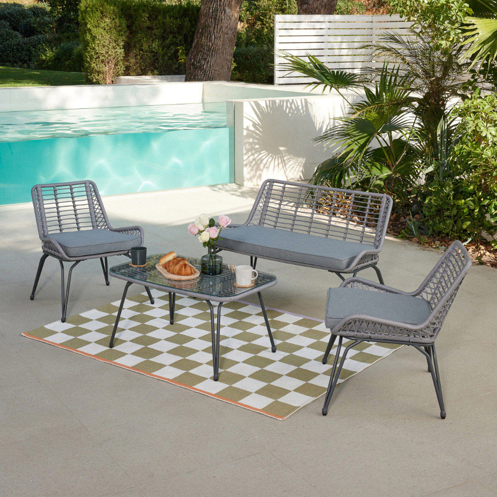 Home Detail Pampas 4 Seater Grey Wicker Style Lounge Set Image 7
