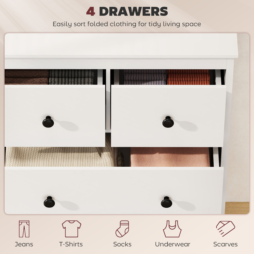Portland 4 Drawer White Chest of Drawers Image 8