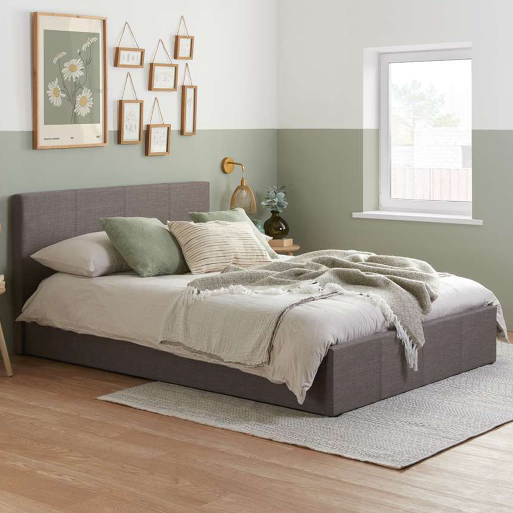 Berlin King Size Grey Polyester Ottoman Bed Image 1
