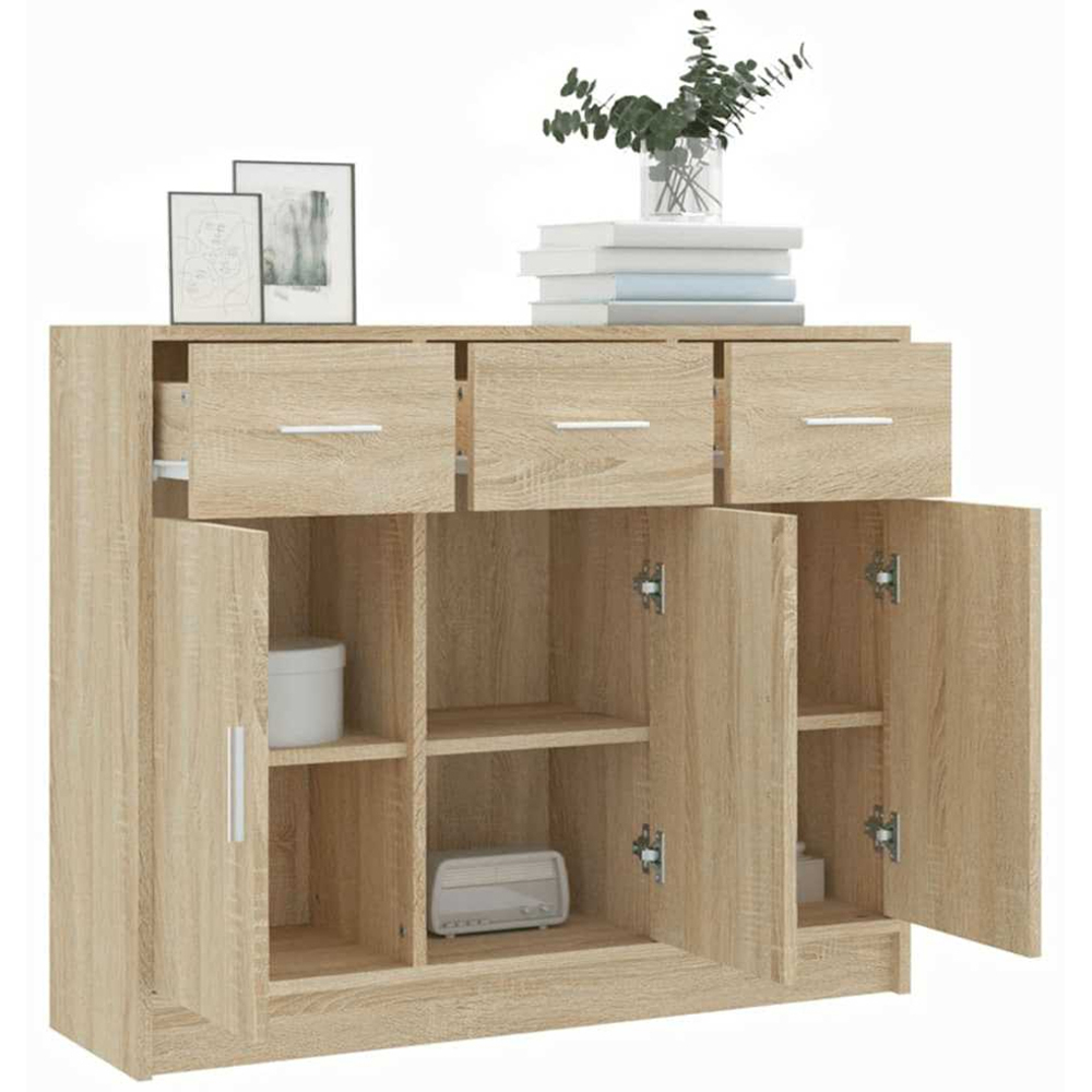 vidaXL 3 Door 3 Drawer Sonoma Oak Sideboard Image 4