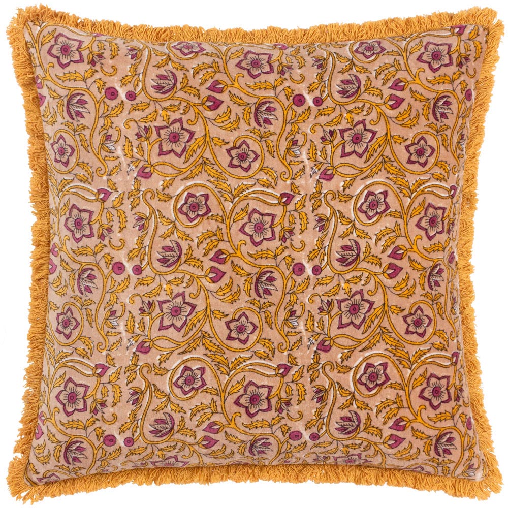 Paoletti Filagree Shell Floral Cotton Velvet Cushion Image 1