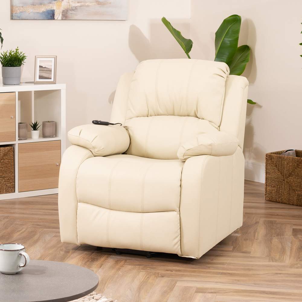 Artemis Home Northfield Cream Dual Motor Massage and Heat Riser Recliner Chair Image 4