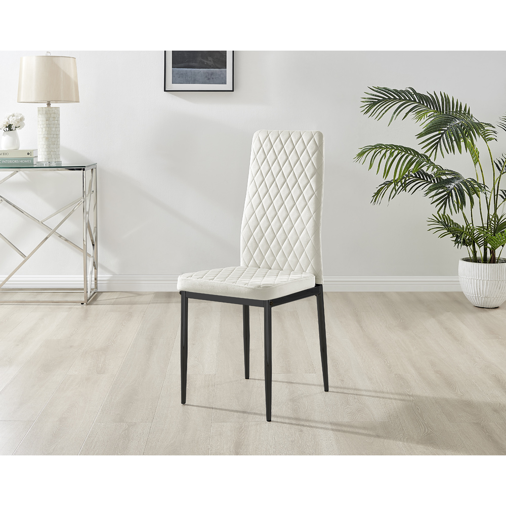 Furniturebox Arona 4 Seater Round Dining Set Cream and Black Image 5