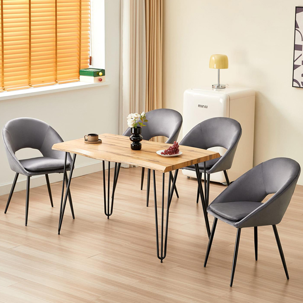 Kosy Koala 4 Seater Rustic Brown Dining Set Grey Image 1