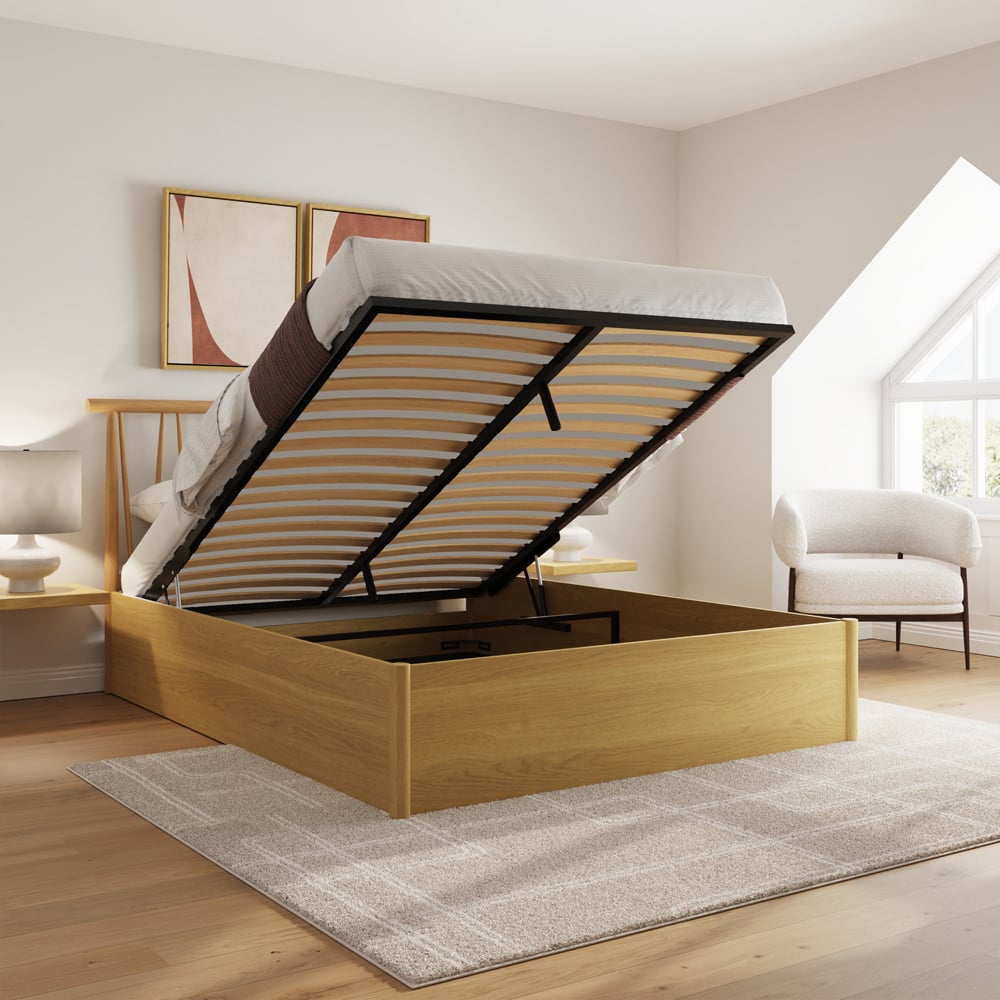 GFW Fusum Double Oak Spindle Wooden Ottoman Bed Image 7