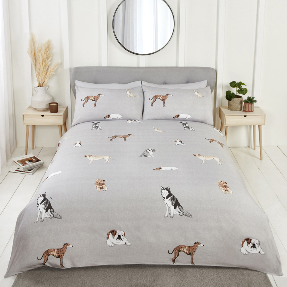 Rapport Home Paws and Tails Single Grey Duvet Set Image 1