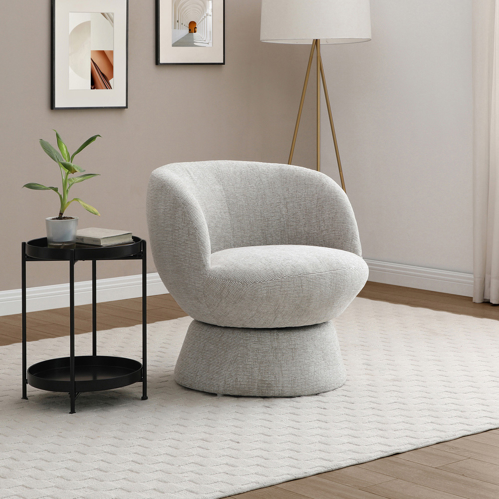 Tom Natural Woven Chenille Swivel Accent Tub Chair Image 8