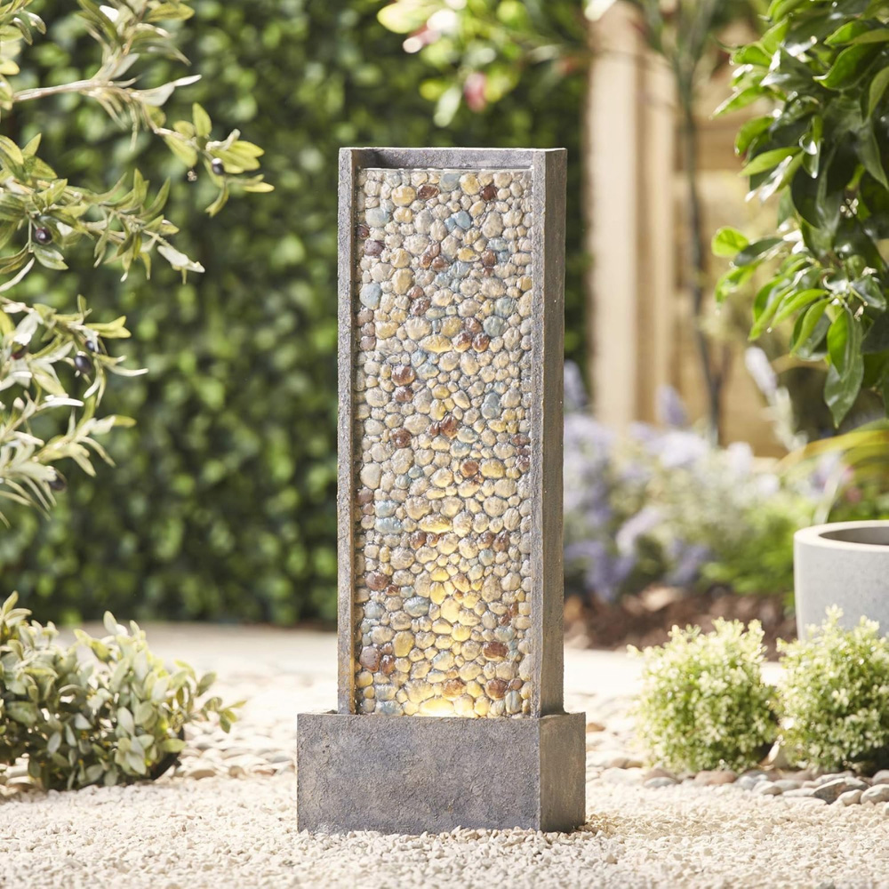 Serenity Vertical Pebble Waterfall Mains Powered LED Water Feature Image 3