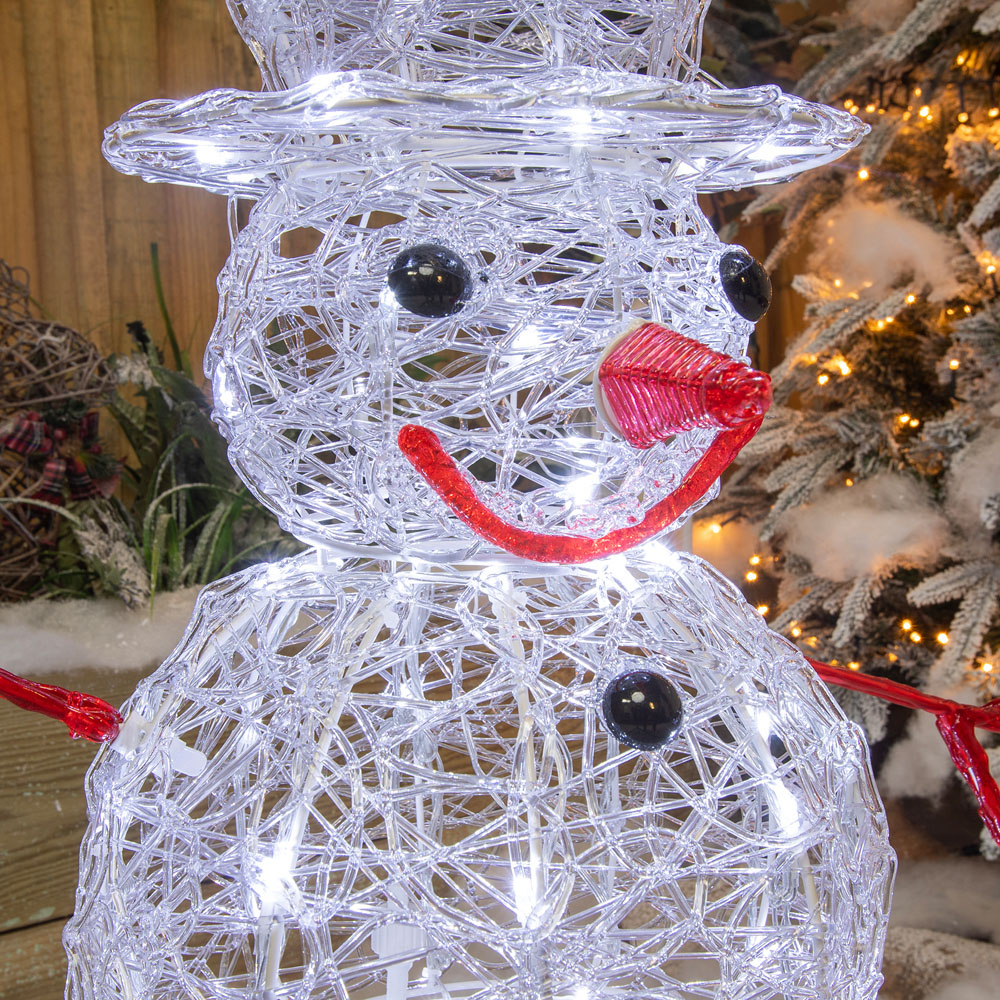 The Christmas Centre 100 Cool White LED Acrylic Light-Up Snowman 2.6ft Image 2