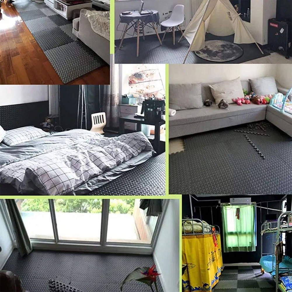 Shatchi Black Interlocking EVA Floor Tiles 60 x 60cm 12 Pack Image 2