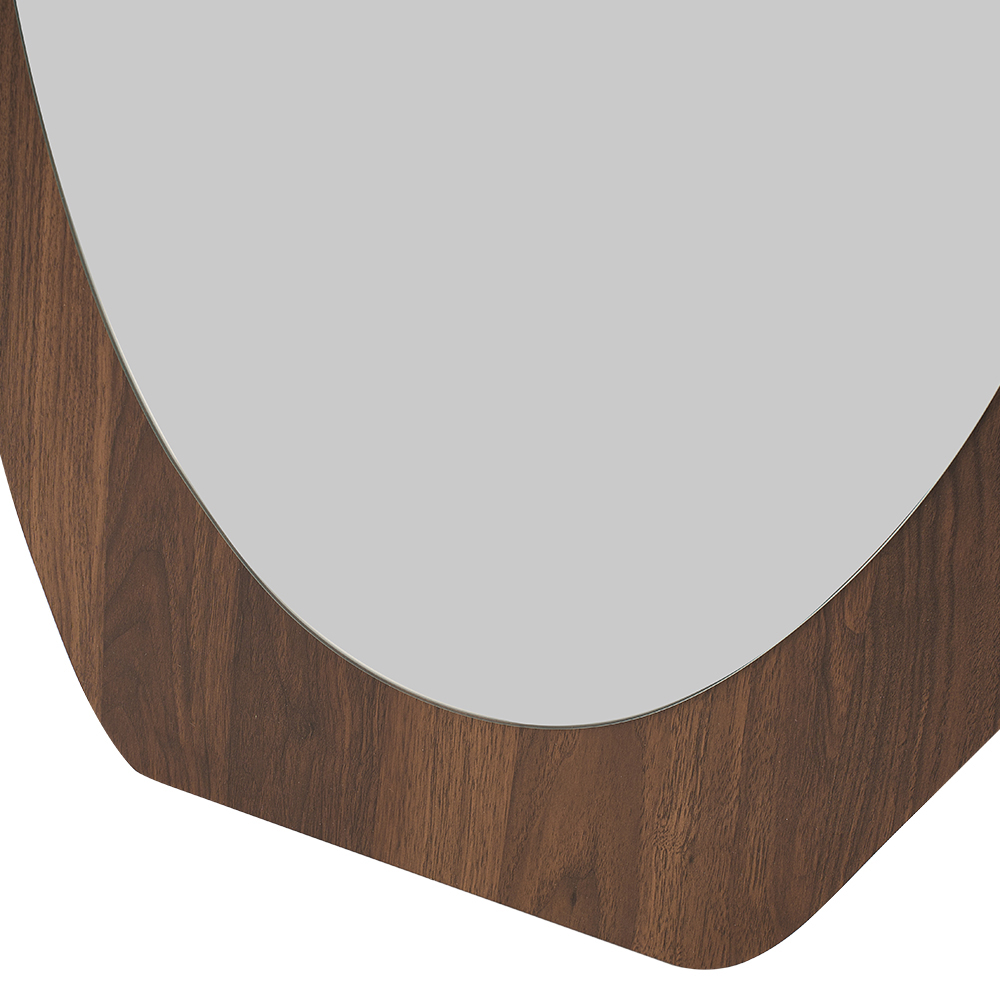 Living and Home Walnut Irregular Leaning Base Full Length Mirror with Tempered Glass 160 x 60cm Image 6