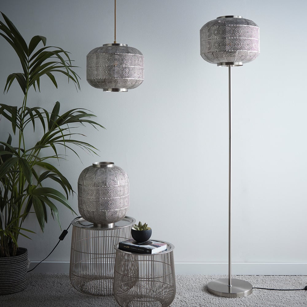 Kliving Enva Satin Nickel Moroccan Style Table Lamp Image 2