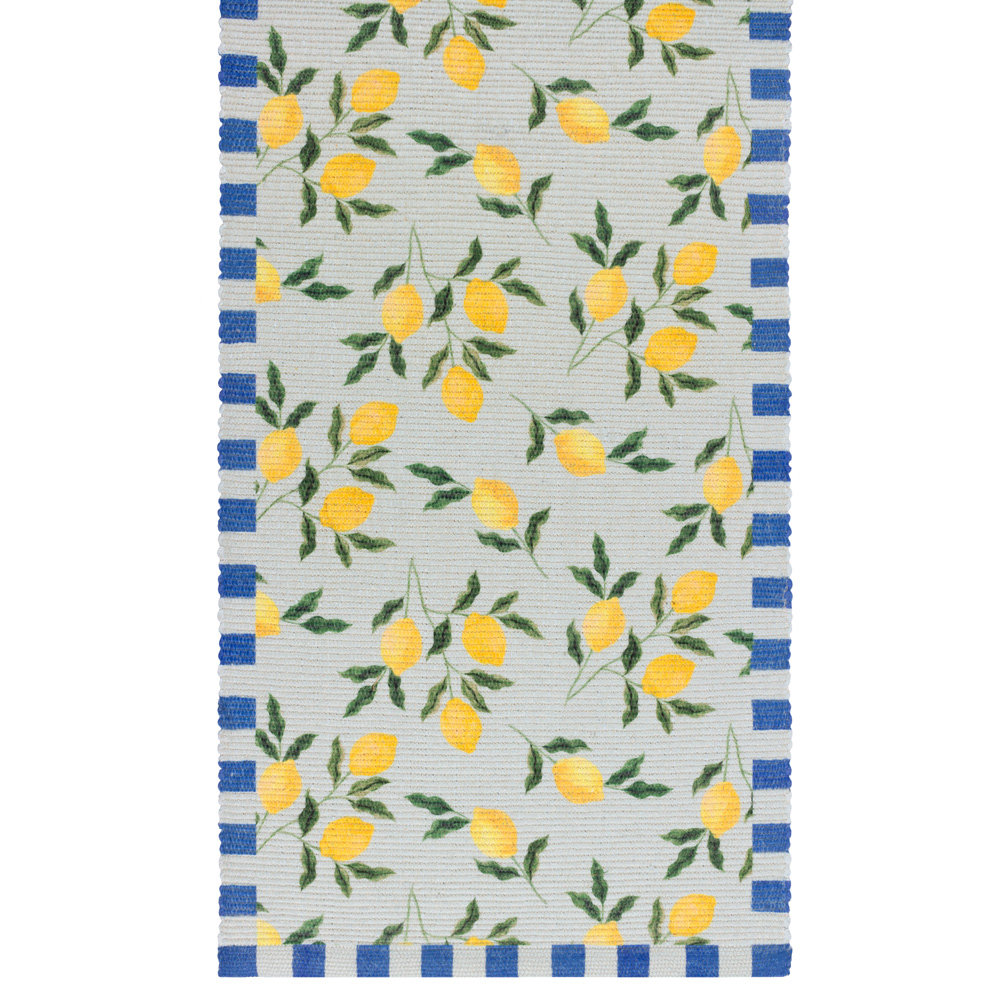 furn. Lemons Blue Table Runner 180 x 35cm Image 1
