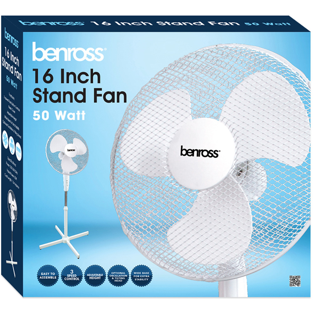 Benross White Pedestal Fan 16 inch Image 7