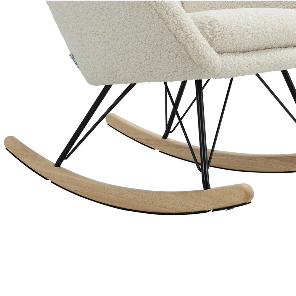 Living and Home Faux Wool Rocking Chair Image 7