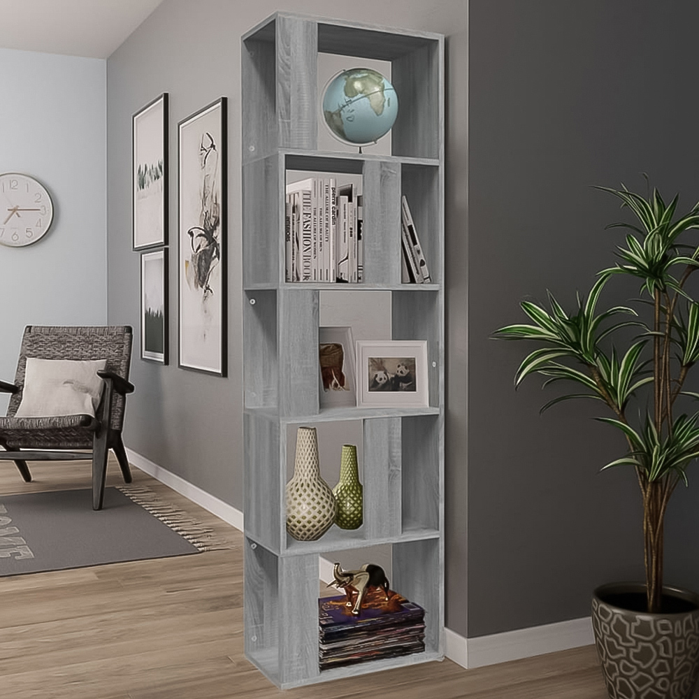 vidaXL 7 Shelf Grey Sonoma Oak Bookcase Image 1
