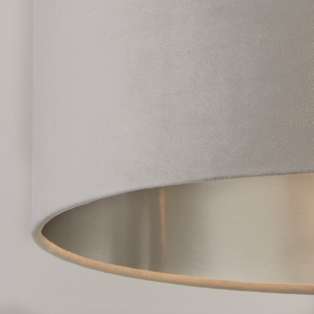 Lighting Collection Light Grey Silver Inner Velvet Drum Shade 45cm Image 4