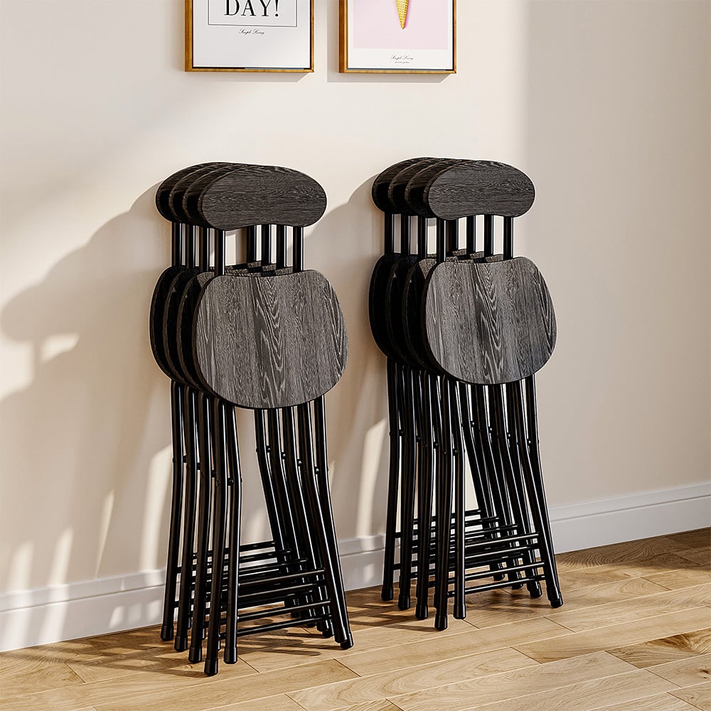 Living and Home Set of 4 Black Compact Wooden Folding Chair Image 8