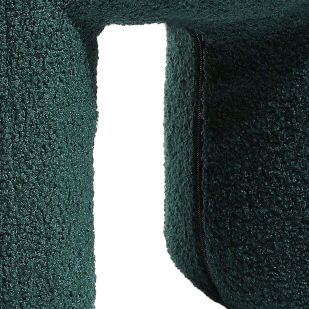 Living and Home Green Modern Teddy Bear Fur Upholstered Ottoman Image 6