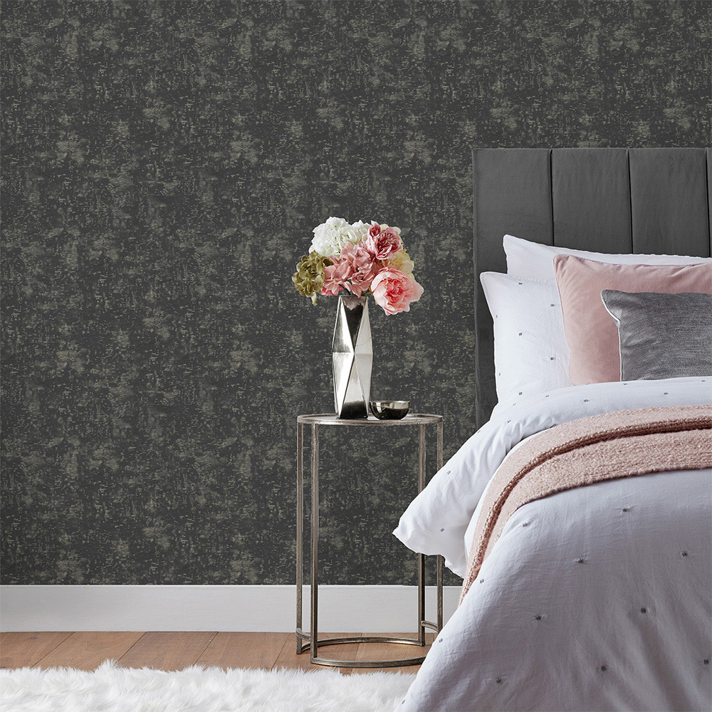 Paoletti Symphony Black Textured Vinyl Wallpaper Image 3