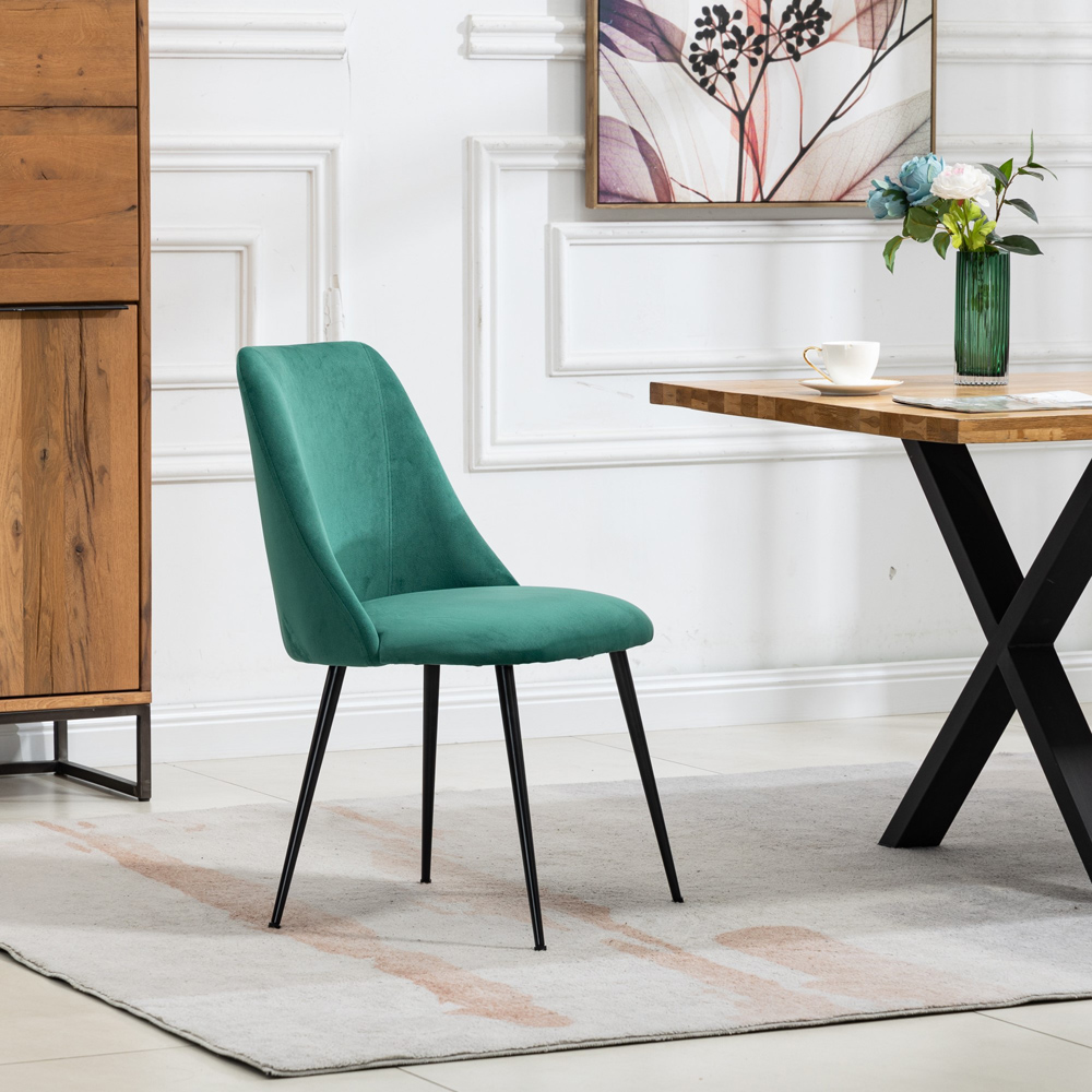 Artemis Home Morandi Set of 2 Green Velvet Dining Chair Image 3