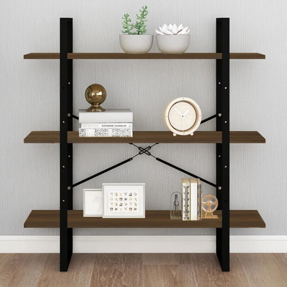 vidaXL 3 Shelf Brown Oak Bookcase Image 1