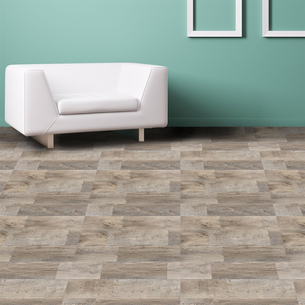 Walplus White Wash Barnwood Oak Wood-Effect Vinyl Flooring 91.44 x 15.24cm 15 Pack Image 1