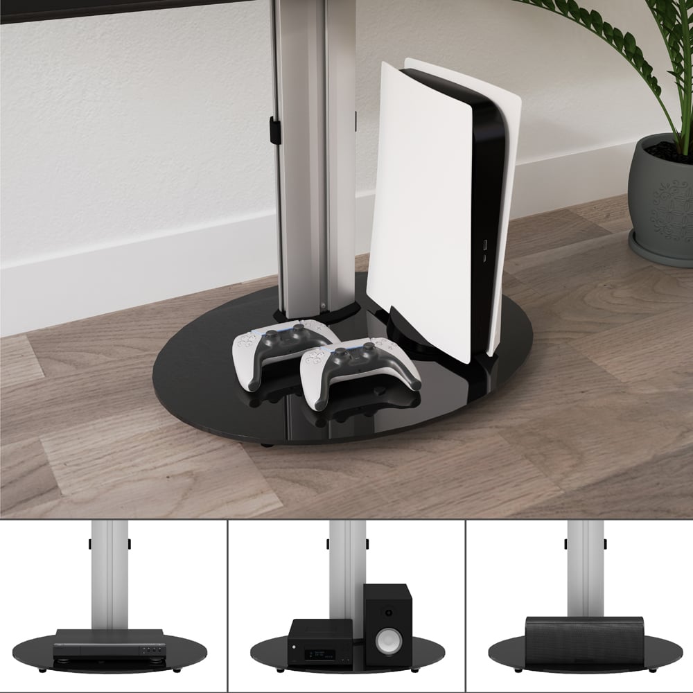 AVF Eno Silver and Black Glass Pedestal TV Unit Image 7