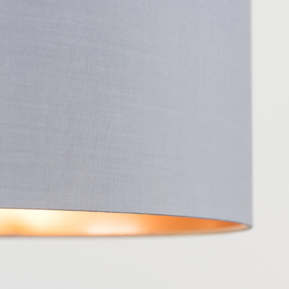 ValueLights Reni Grey and Metallic Copper Ceiling Drum Lamp Shade Medium Image 4