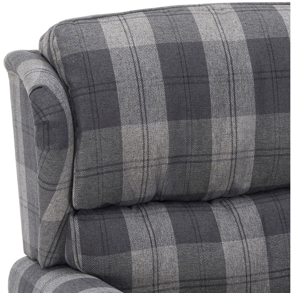 Living and Home Grey and Black Checkered Linen Upholstered Adjustable Recliner Chair Image 4