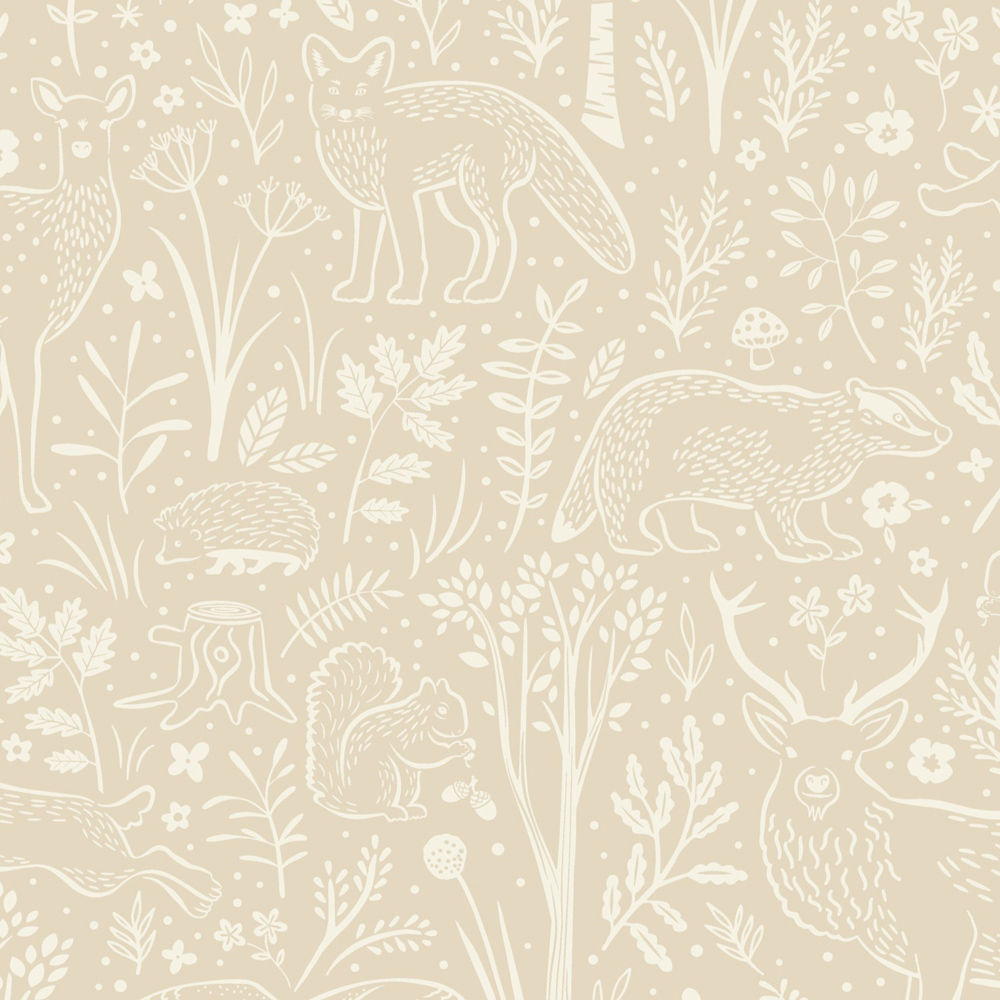 Grandeco Native Woodland Animals Neutral Wallpaper Image 1